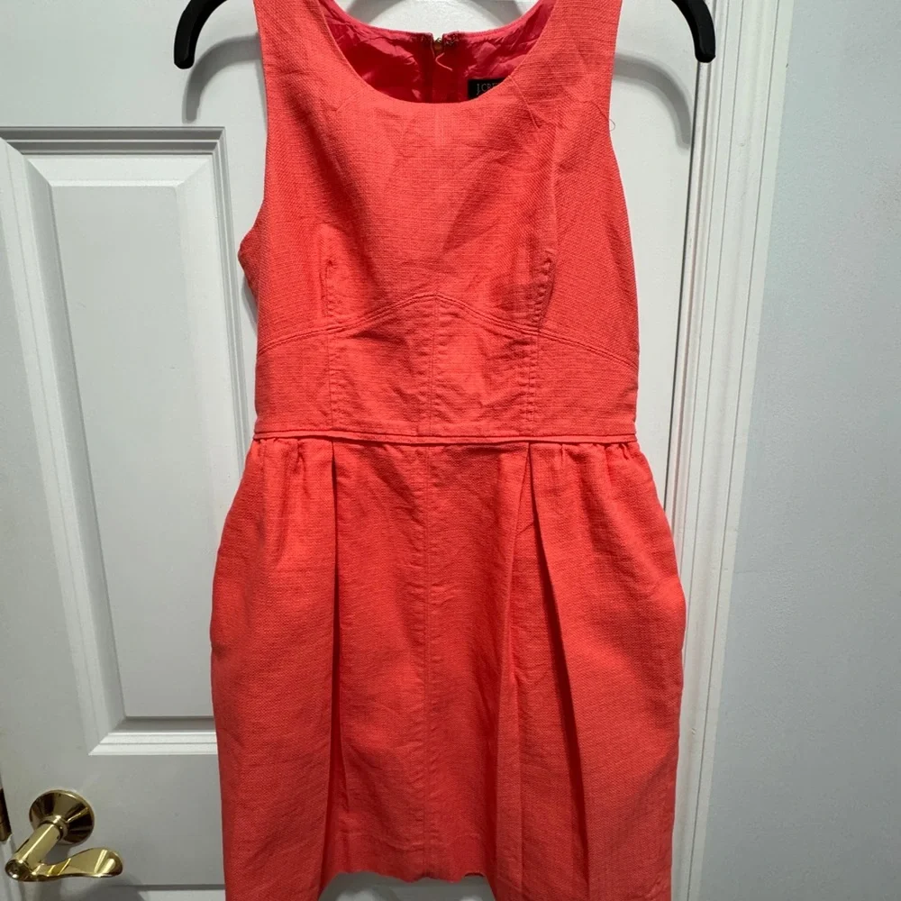 J.crew size 4 100% cotton sleeveless coral pleat tunic  dress